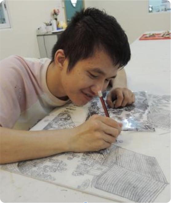 Designer Leong Ieng drawing